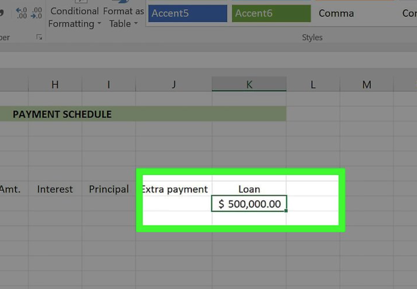 Microsoft Excel loan calculator