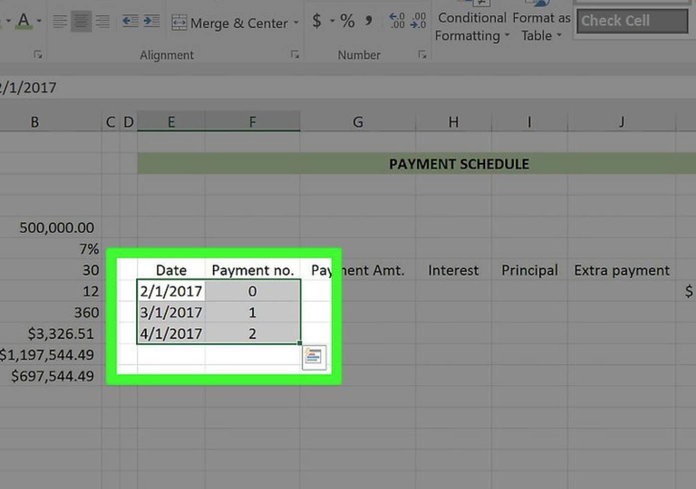 mortgage calculator in Microsoft Excel