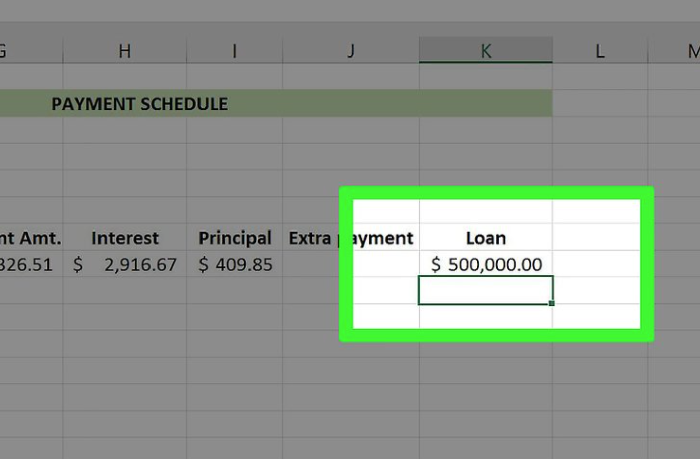 Microsoft Excel loan calculator 