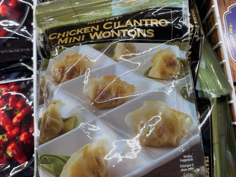 A bag of chicken-cilantro mini wantons.