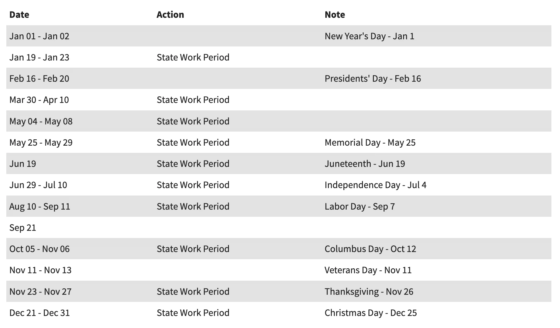 Tentative 2026 Legislative Schedule