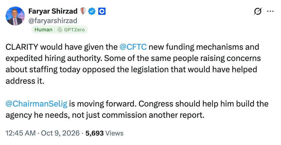 CLARITY would have given the CFTC